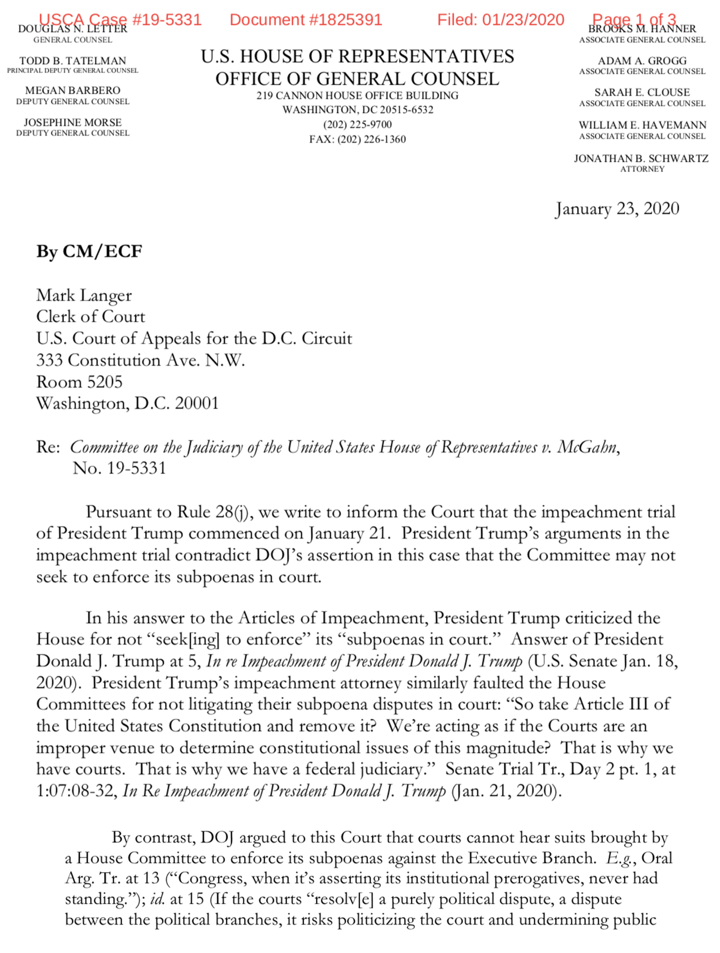 Image: House Letter on McGahn