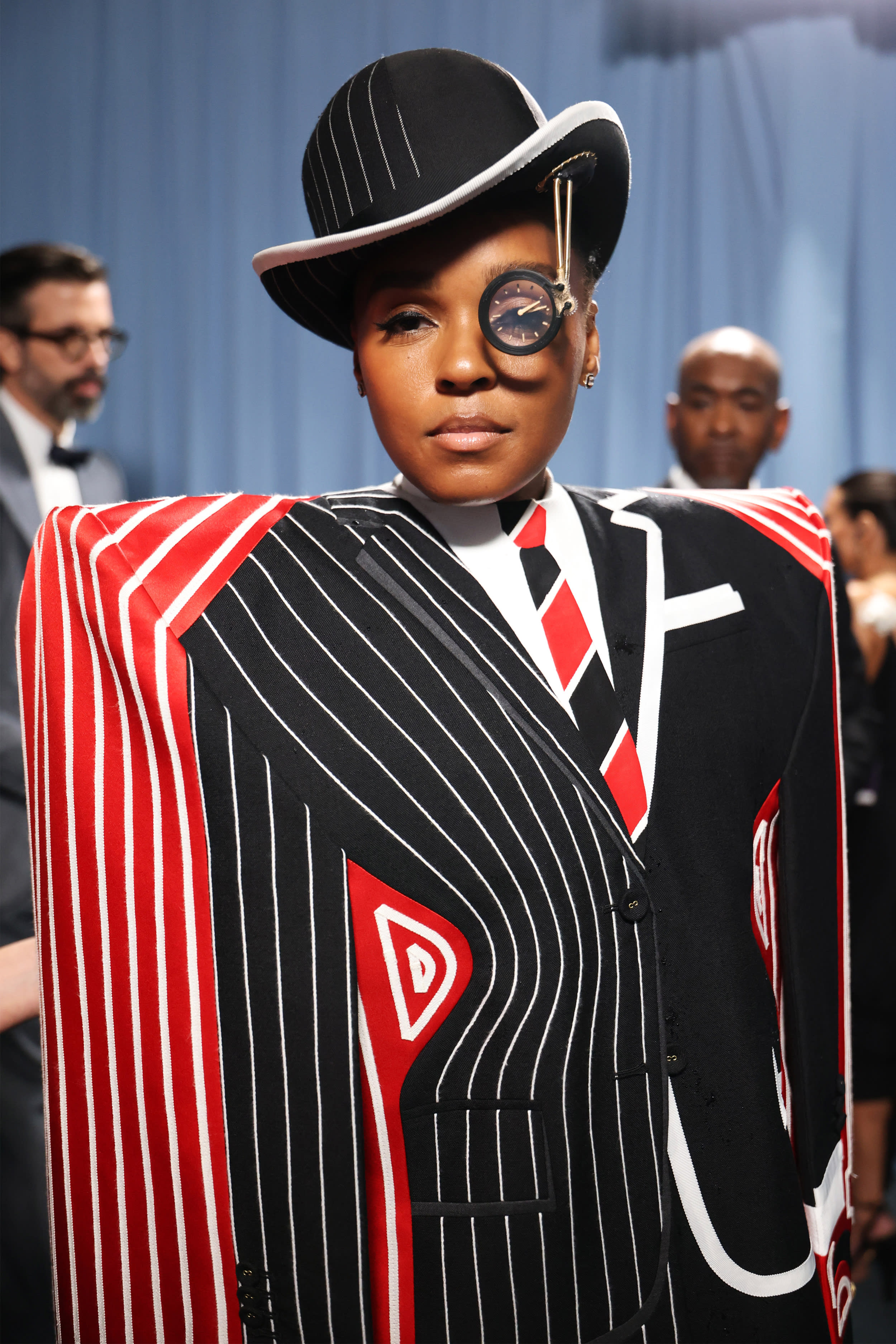 Janelle Monáe channels the Monopoly Man on the Met Gala red carpet.