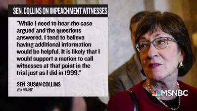 Susan Collins ‘likely’ to support motion to call witnesses in impeachment trial