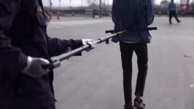 Police in Nepal use special device to keep safe distances during coronavirus lockdown