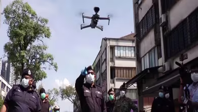 Watch: Malaysian police use drones to urge citizens to stay home
