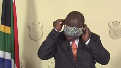 South African president makes face mask fumble during lockdown address
