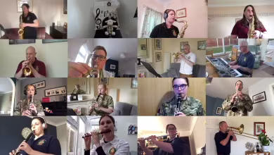 While social distancing, British army reserve band performs over Zoom