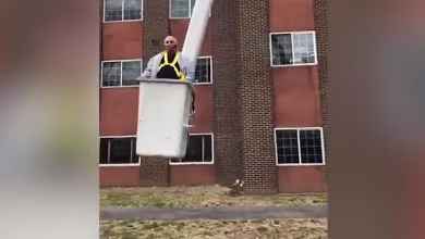 88-year-old man lifted in bucket truck to visit wife in nursing home