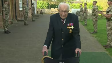99-year-old veteran raises millions for health care workers with laps in his garden