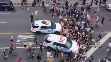 New York City police vehicles filmed driving into crowds of protestors