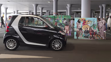 Drive-thru art gallery opens in airport parking garage