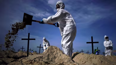 100 graves dug on Copacabana beach to protest Brazil’s coronavirus response