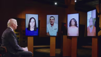 Joe Biden discusses health care with Affordable Care Act recipients at the 2020 DNC