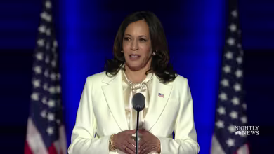 Young girls react as Vice President-elect Kamala Harris makes history