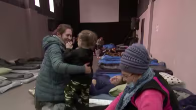 Ukrainian refugees taking shelter in churches