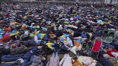 Mass ‘die-in’ protest aims to spark stronger action against Russia