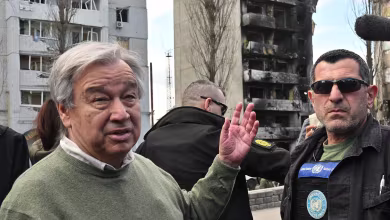 ‘The war is evil’: U.N. chief views Ukraine devastation