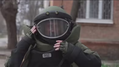 Ukrainian forces perform controlled explosions on mines left by Russian troops