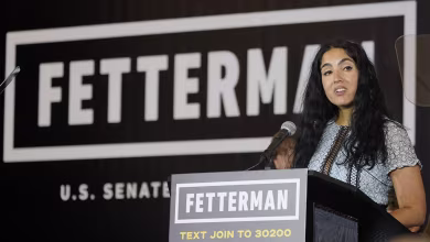Gisele Barreto Fetterman speaks on behalf of husband after Pa. primary win