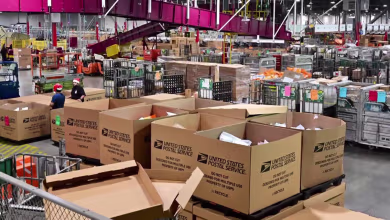 How will the winter storm system impact package deliveries?