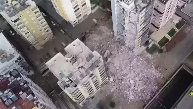 Drone footage shows collapsed buildings in Turkey