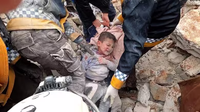 Syrian children pulled from rubble by earthquake rescue teams