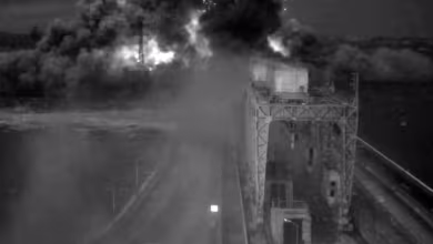 Surveillance video from November shows previous explosions at the Kakhovka dam