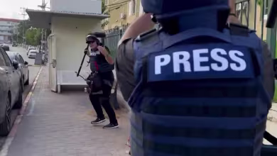 NBC News crew shelters from rocket fire in Israel