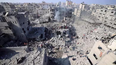 Drone video shows destruction at Bureij refugee camp