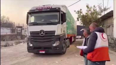 Aid trucks cross into Gaza, Red Crescent video said to show