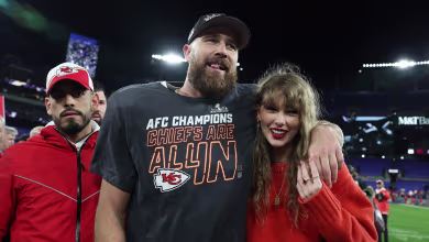 Taylor Swift, Travis Kelce celebrate Kansas City Chiefs AFC win