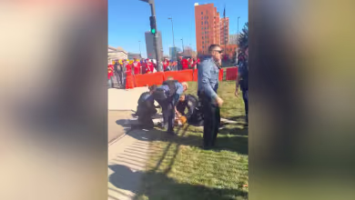 Video appears to show moments after Kansas City bystanders tackled a suspect
