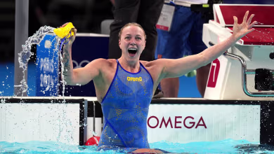 Sjostrom wins gold, Huske takes silver in women's 100m free