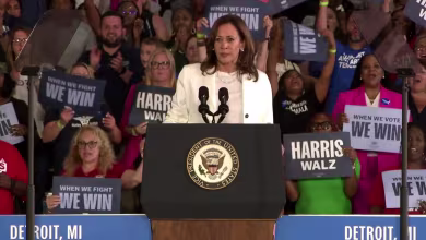 'I'm speaking!' Harris says to protesters at her campaign rally