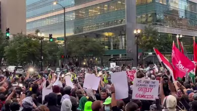DNC protesters clash with police outside Israeli Consulate