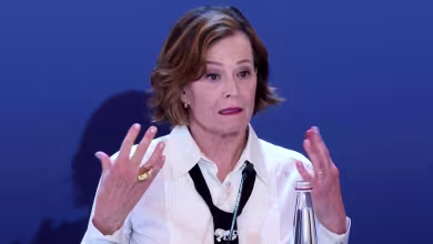 Watch: Sigourney Weaver begins to tear up as she speaks about Kamala Harris
