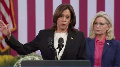 Harris campaigns with Republican former Rep. Liz Cheney