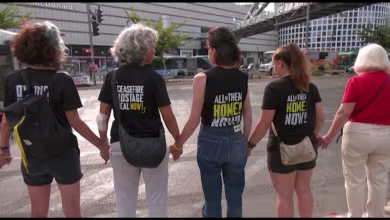 Women in Tel Aviv form human chain to call for Gaza hostages' release
