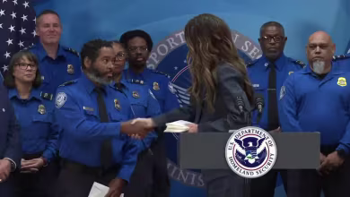 Noem hands out bonus checks for TSA officers who worked through shutdown
