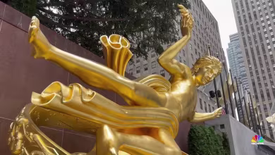 Prometheus statue at Rockefeller Center gets a golden makeover