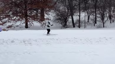 New Yorkers ski, snowshoe and sled in Central Park