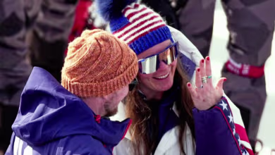Breezy Johnson gets engaged at the finish line