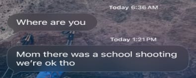 Text message from child about school shooting in Bend, Oregon