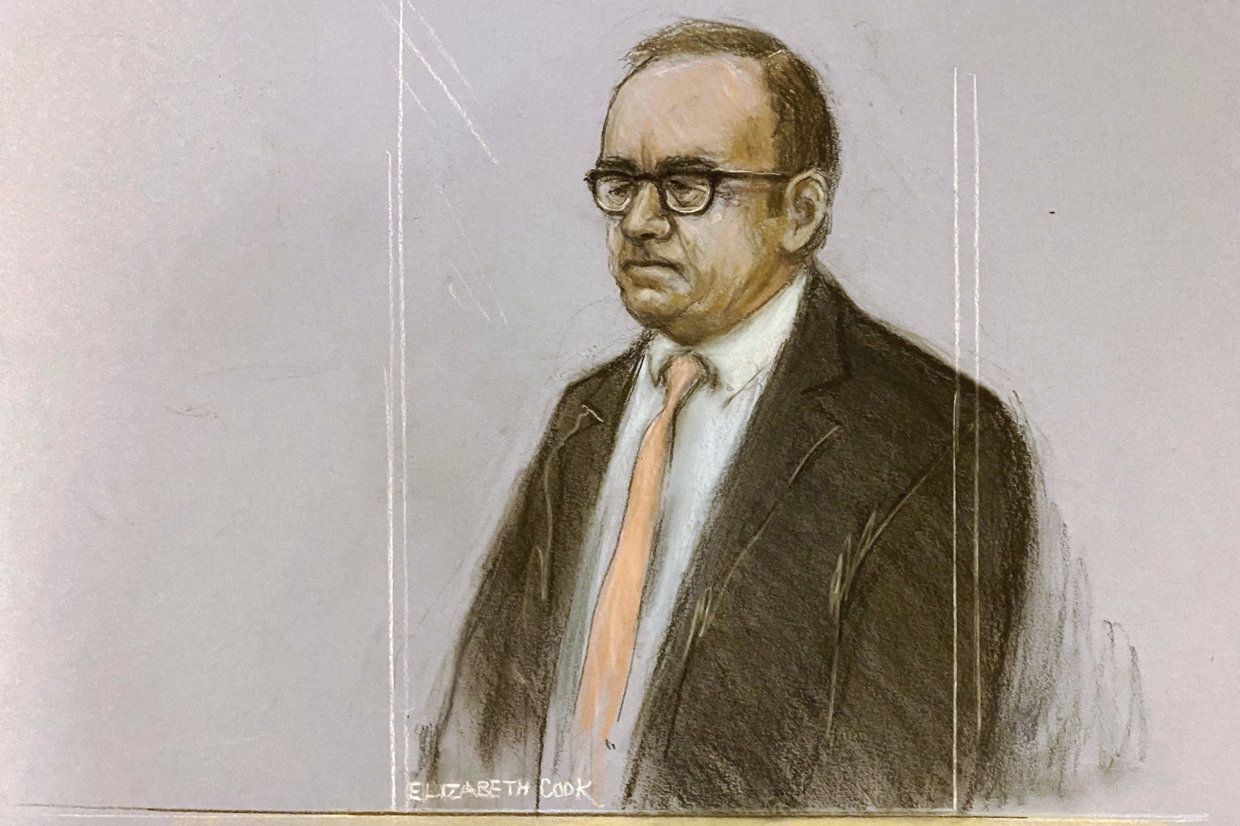 Two-time Oscar winner Kevin Spacey walked into a London courtroom Wednesday to face trial on charges of sexually assaulting four men as long as two decades ago. (Elizabeth Cook/PA via AP)