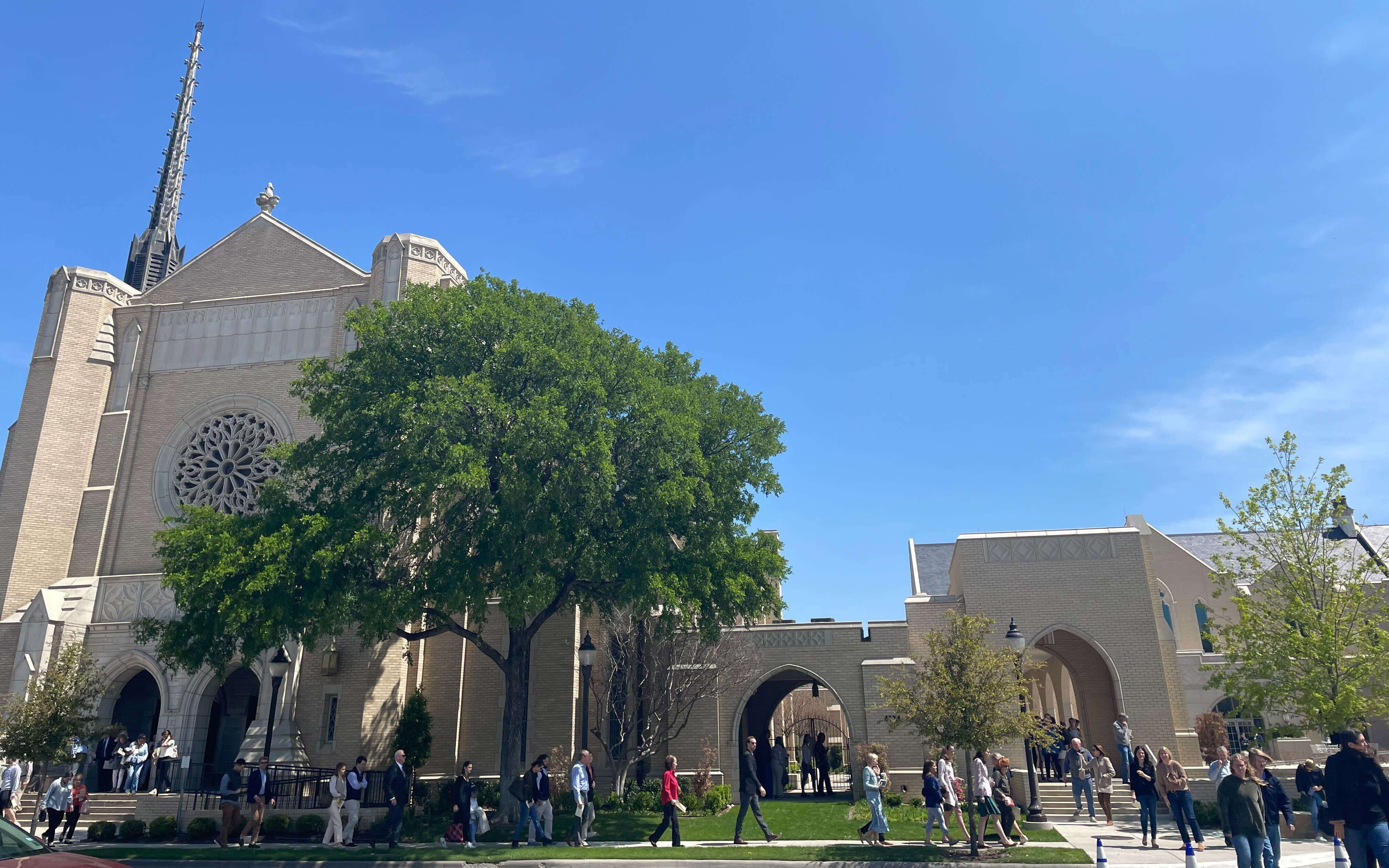 People leave Park Cities Presbyterian Church in Dallas