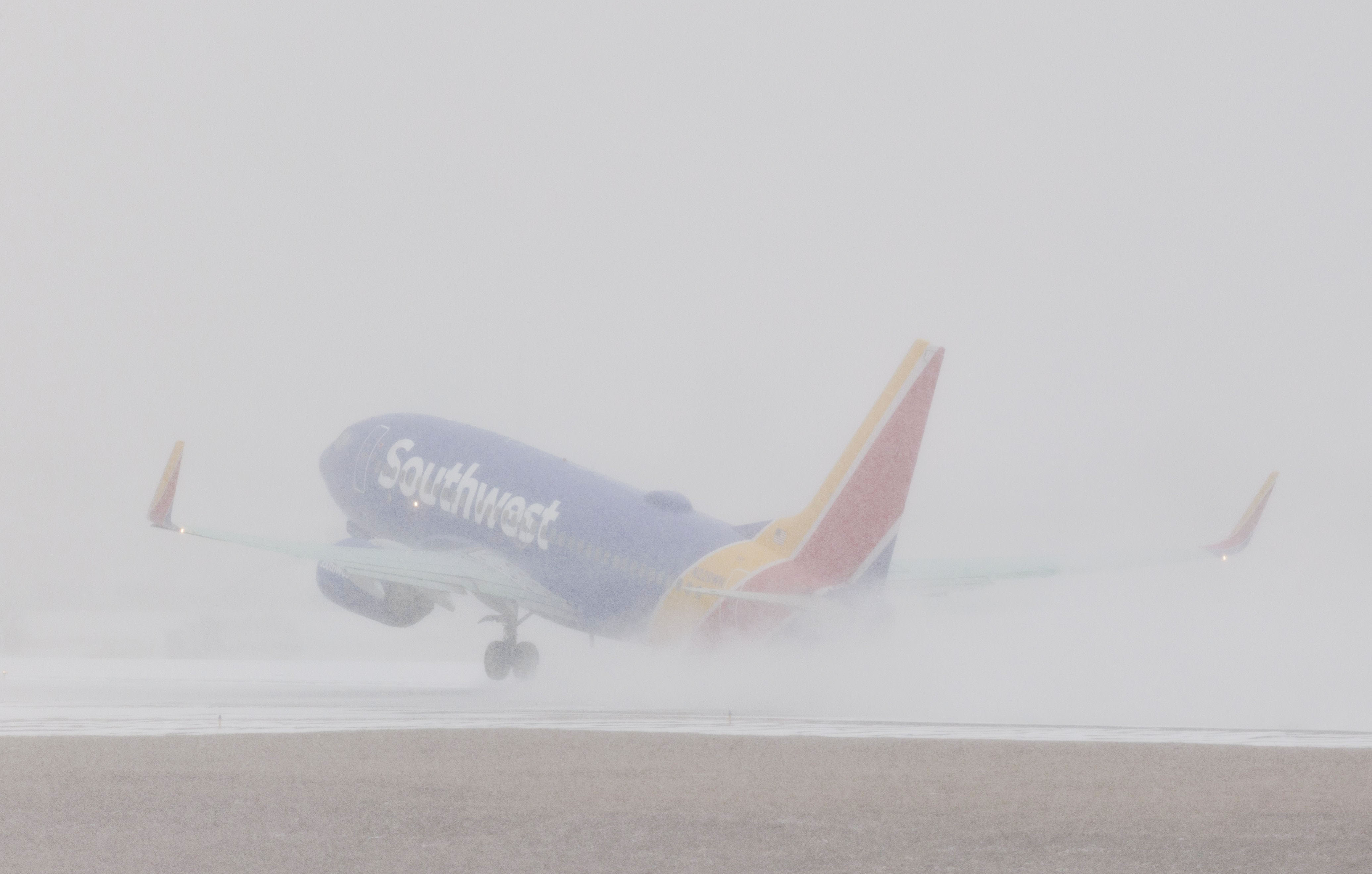 A Southwest flight takes off 