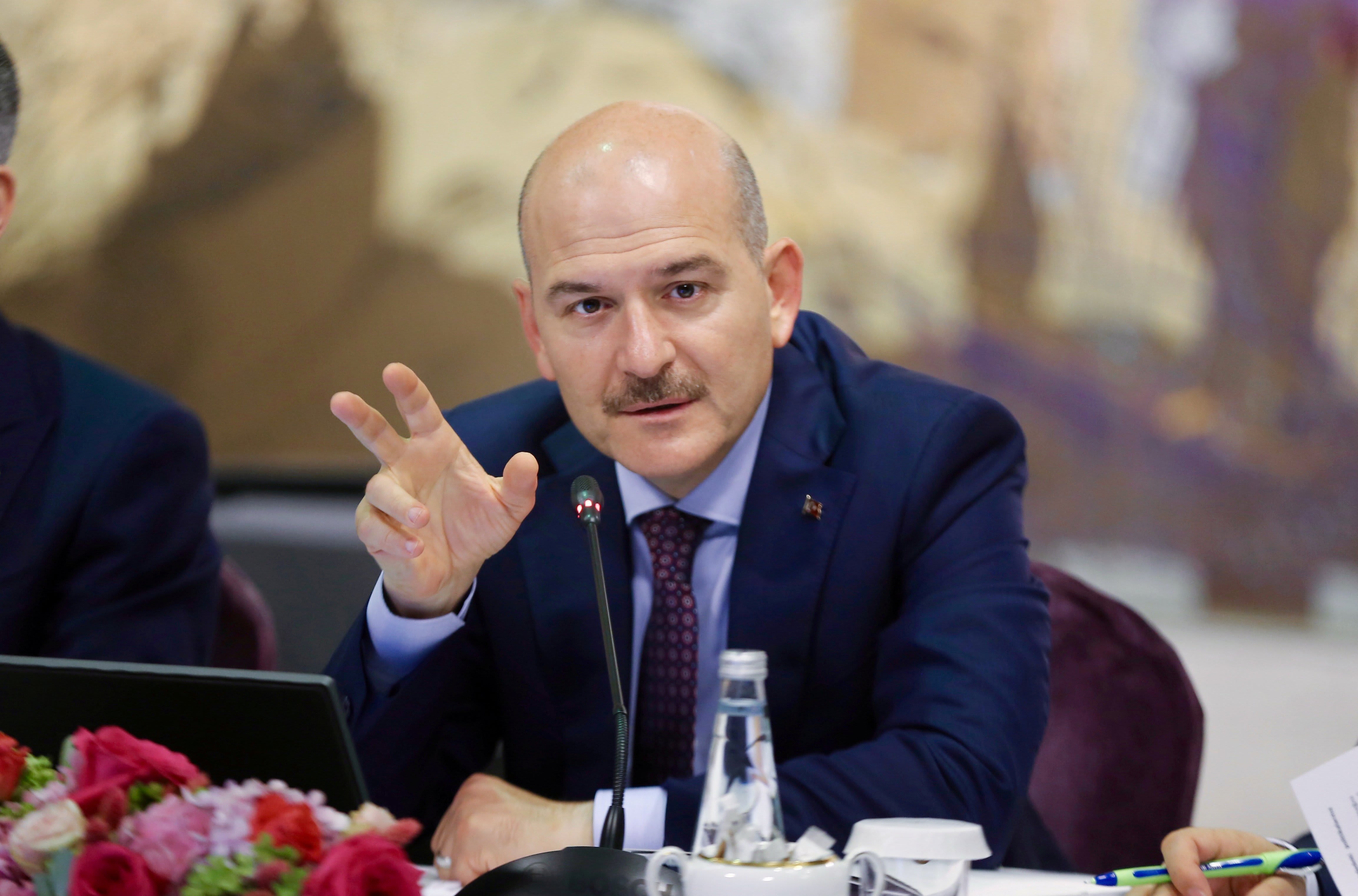 Image: FILE PHOTO: Turkish Interior Minister Soylu speaks during a news conference in Istanbul