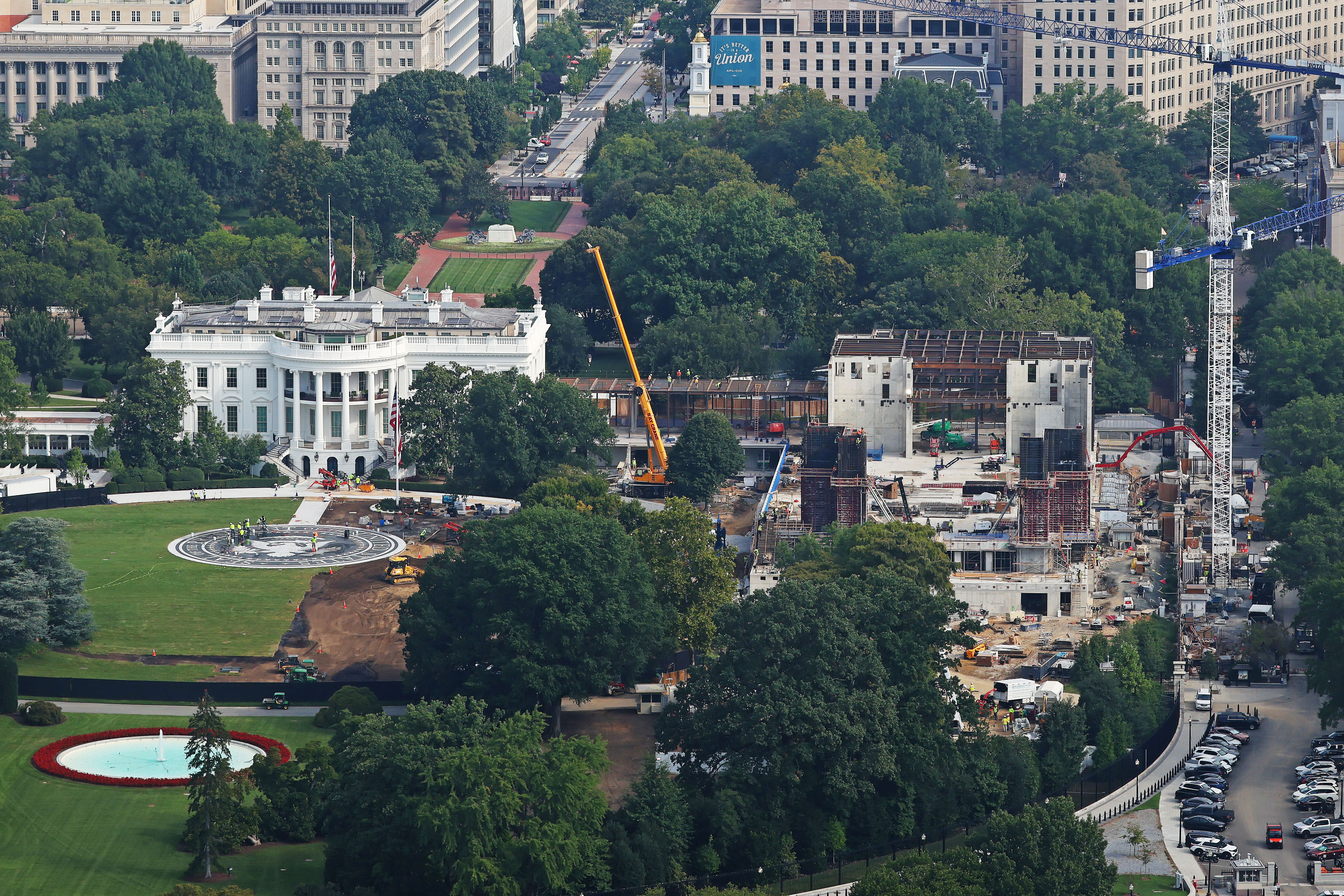 Construction of the new ballroom continues at the White House