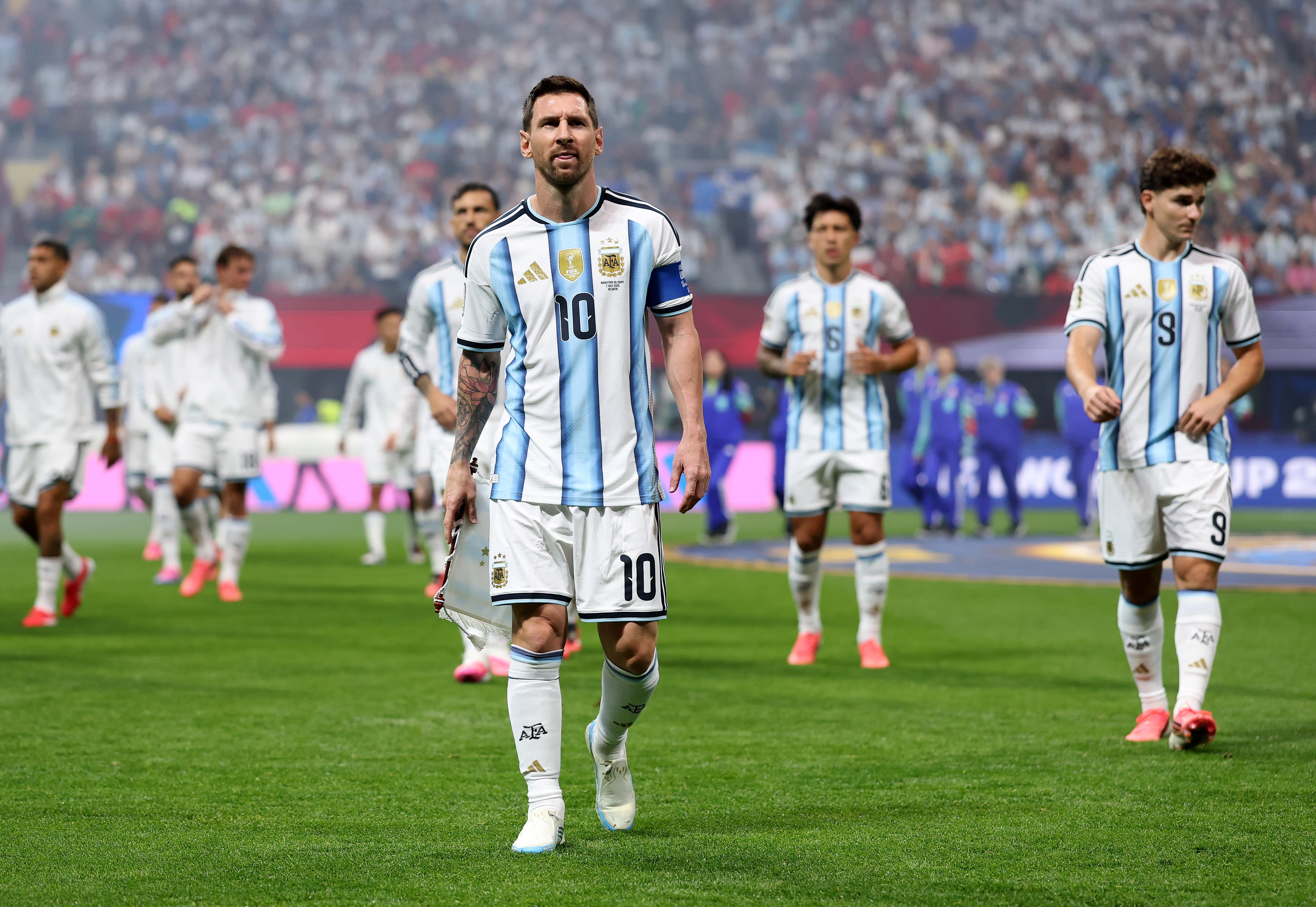 Messi on field