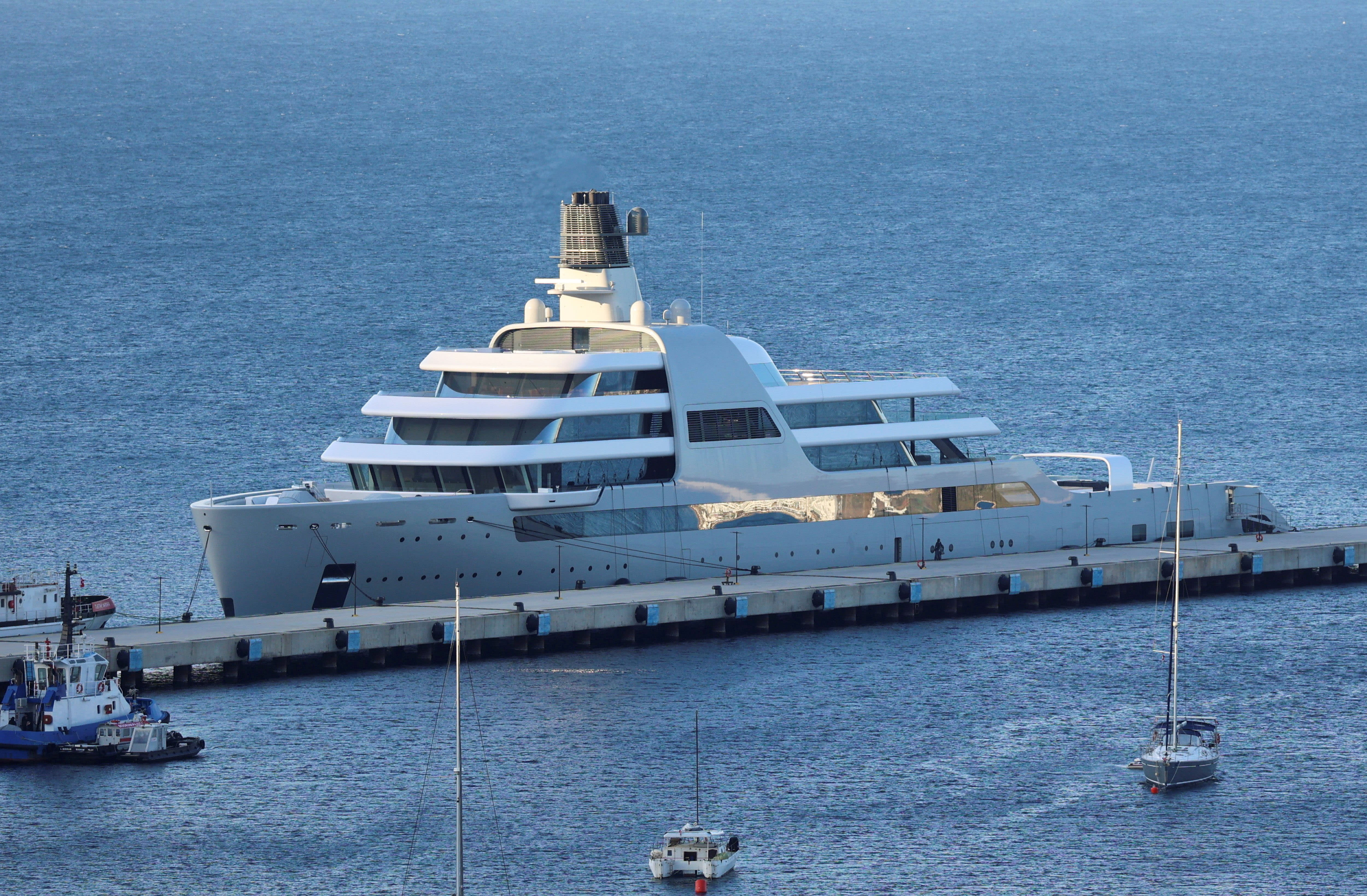 Image: Solaris, a superyacht linked to Russian oligarch Abramovich, docks in Turkey's Bodrum