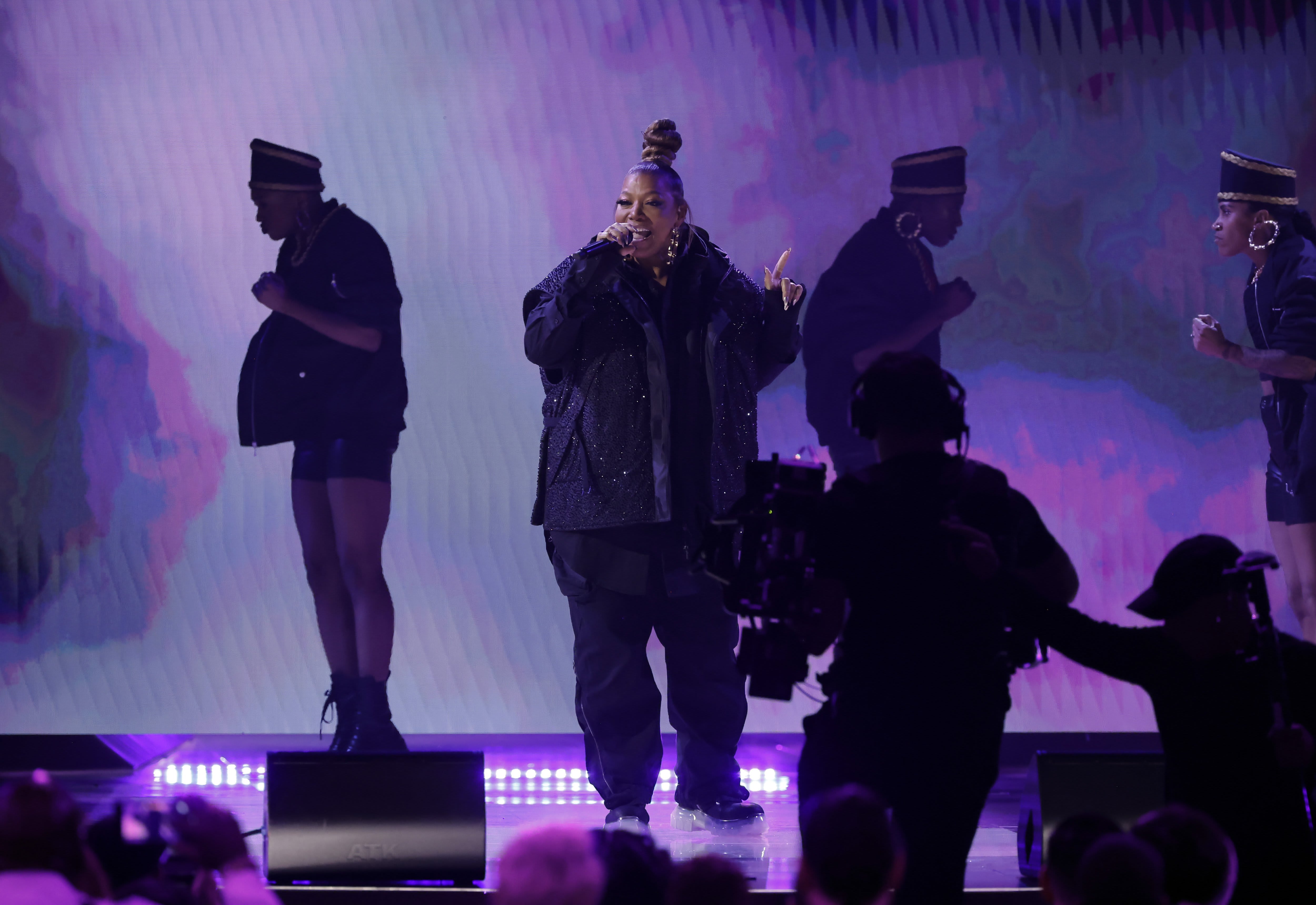 Queen Latifah performs at the Grammy Awards.