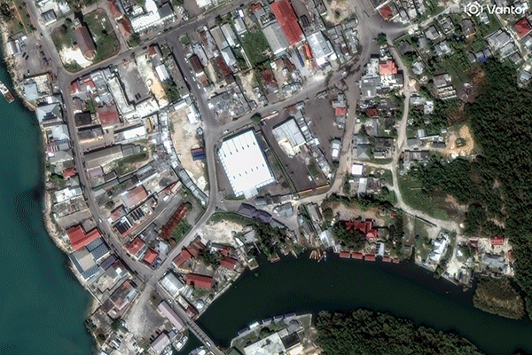 Black River, Jamaica, in February and on Oct. 29, after the passage of Hurricane Melissa.