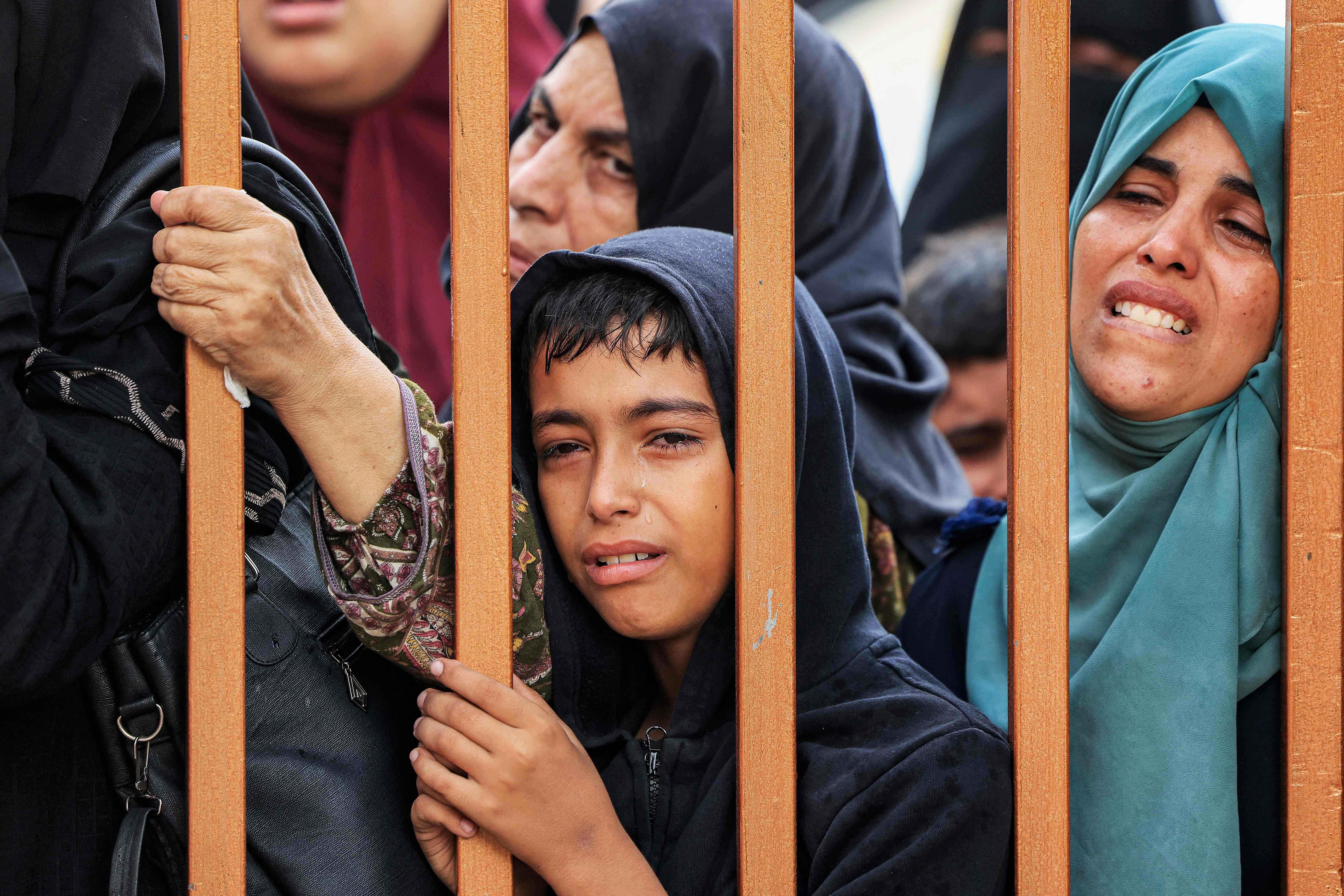 Mourners in Khan Younis, Gaza