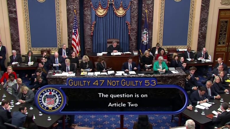 Senators find Trump 'not guilty' of obstruction of Congress impeachment article